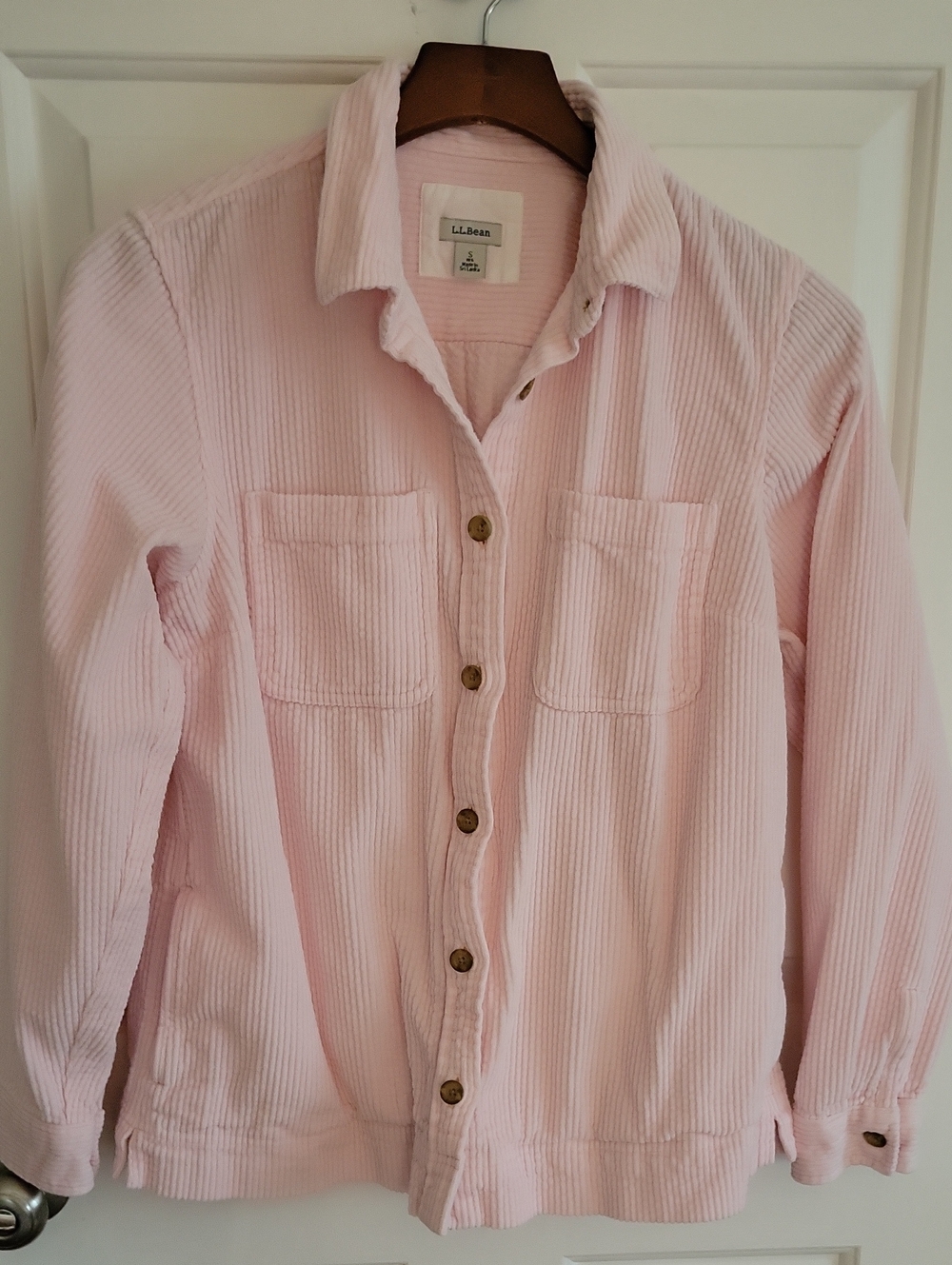 L.L. Bean Light Pink Corduroy Button-Down Shirt Jacket